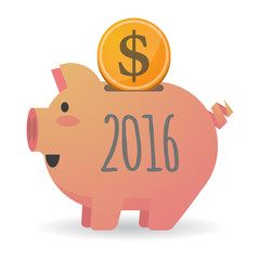 Canvas Print - Isolated  piggy bank with a 2016 sign