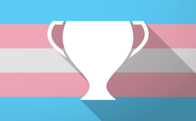 Sticker - Long shadow  trans gender flag with a cup