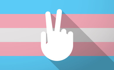 Canvas Print - Long shadow  trans gender flag with a victory hand