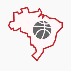 Sticker - Isolated Brazil map with  a basketball ball