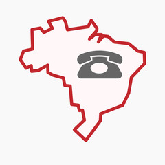 Sticker - Isolated Brazil map with  a retro telephone sign