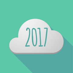 Sticker - Long shadow cloud with  a 2017 year  number icon