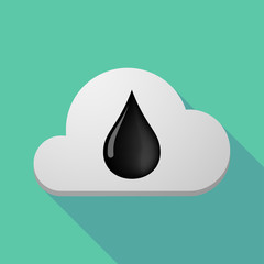 Sticker - Long shadow cloud with  an oil drop icon