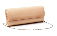 Beige Clutch Bag With Chain