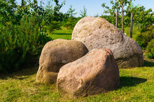 Scenery Of Stones In Koknese In The Park Garden Of Destinies In Latvia. July 2017.