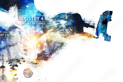 Fotografía Digital transformation of internet of things (iot) technology disruption in world industrial to industry 4