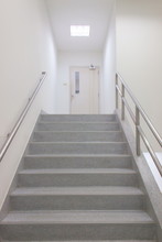Emergency Exit In Workplace, Stairwell In A Modern Building