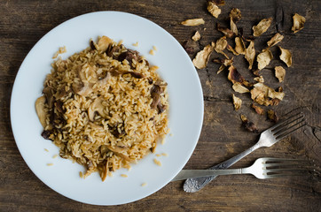 Wall Mural - Homemade traditional Italian mushroom risotto