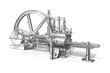 Old steam machine - vintage illustration