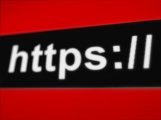 Poster - Https secure connection certificate sign word on pixels screen 3D rendered with depth of field