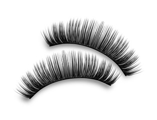 Close-up of false eyelashes on white background