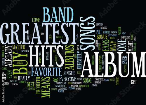 Fotografie, Obraz GREATEST HITS Text Background Word Cloud Concept