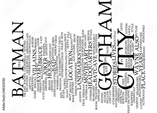 Fotografia, Obraz GOTHAM CITY Text Background Word Cloud Concept