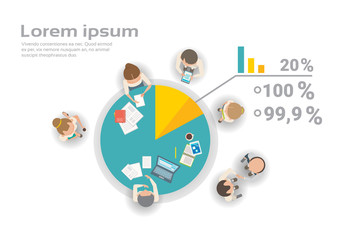 Poster - group of business people working together on financial report infographics creative team brainstormi