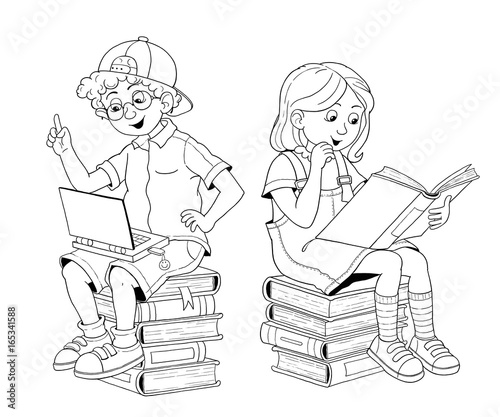 Back To School Cute Schoolchildren Ready For School Coloring Page Funny Cartoon Characters Stock Illustration Adobe Stock Back To School Cute Schoolchildren Ready For School Coloring Page Funny Cartoon Characters Stock Illustration Adobe Stock
