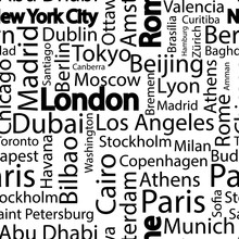Cities Of The World Seamless Pattern. The Names Of The Cities Of The World. Art Seamless Vector Pattern Background With Names Of Cities. Seamless Pattern With Names Of Cities.