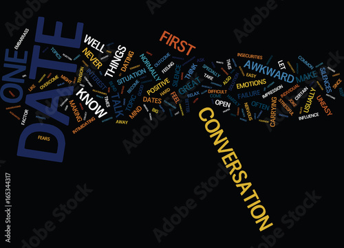 Fotografie, Obraz FIRST DATE WEIRDNESS THAT AWKWARD SILENCE Text Background Word Cloud Concept