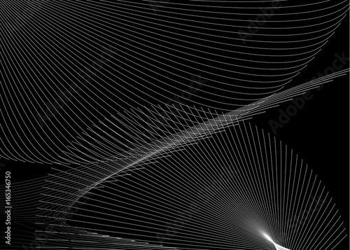 Zdjęcie XXL geometryczny wzór białe linie na czarnym tle