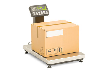 Poster - Warehouse scale with parcel, 3D rendering