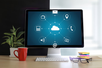 Poster -  Cloud Computing diagram Network Data Storage Technology Service