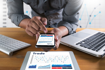 Poster - professionals working Trade  Finance Forex Graph Chart Concept manager showing reports