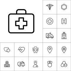 thin line first aid icon on white background