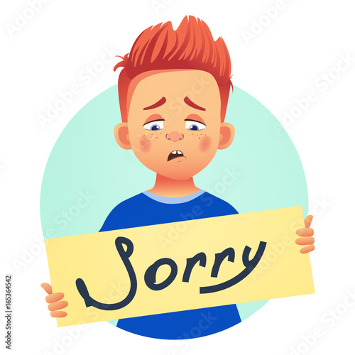 Boy With Word Sorry Stock イラスト Adobe Stock Boy With Word Sorry Stock イラスト Adobe Stock