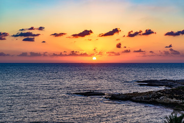 Wall Mural - Mediterranean sea in Beirut, Lebanon at sunset.