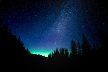 Star Gazing The Aurora Borealis At Moraine Lake In Banff National Park