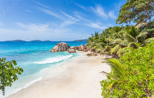 Plage D Anse Patates La Digue Les Seychelles Stock Photo Adobe Stock