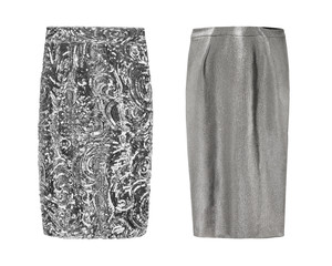 Poster - 2 elegant silver pencil skirt s sequins and textile isolated white