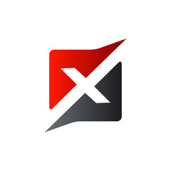 letter x square logo design concept template