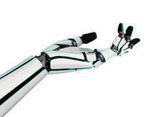 3D Rendering Robotic Hand On A White Background