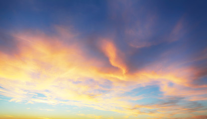 Wall Mural - Only sky, dramatic sunset with colorful clouds