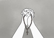 © fStop - Cropped image of clasped hands holding rosary beads against gray background