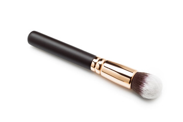 Makeup brushes on white background