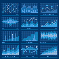 Big data blueprint data analytics blue background vector illustration