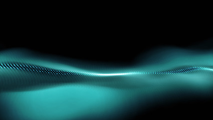 Leinwandbilder - Digital de-focus abstract flowing particles wave form for cyber technology and futuristic VJ background