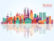 Barcelona skyline detailed silhouette. Travel and tourism background. Vector illustration