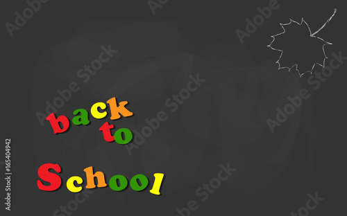 Fotografía Back to school colorful letters with maple leaf hand drawn chalk sketch on a blackboard