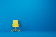 Blue empty room, yellow office chair