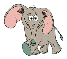 Cartoon image of dancing elephant. An artistic freehand picture.