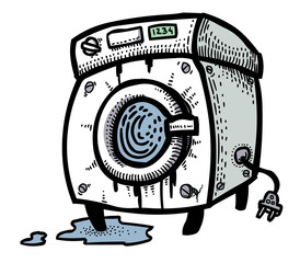 Wall Mural - Cartoon image of washing machine. An artistic freehand picture.