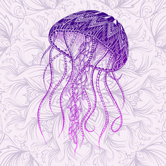 Wall Mural - patterned jellyfish. tattoo design. it may be used for design of a t-shirt, bag, postcard, a poster 