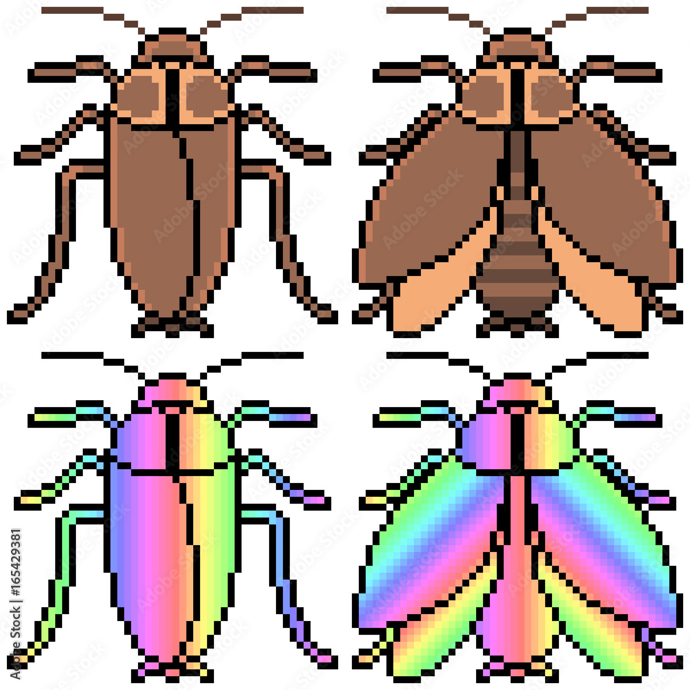 vector pixel art set cockroach Stock Vector | Adobe Stock