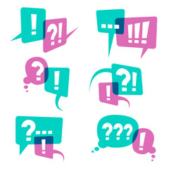 Poster - question marks on speech bubbles icons. business query vector concept