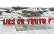 lies or truth 3d illustration above newspaper