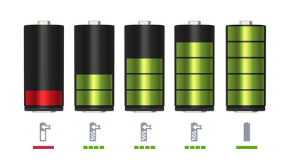 Poster - Process of recharging battery. Minimum and full charge. Vector illustration
