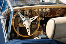 Interior Of A Blue Morgan  8 Cabriolet Car - Oldtimer
