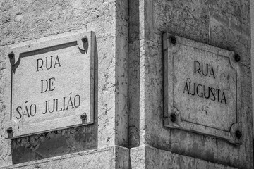 Street signs in the city of Lisbon - LISBON / PORTUGAL - JUNE 17, 2017